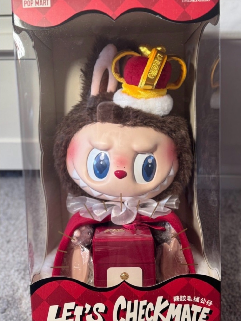 Pop Mart Let's Checkmate Plush Doll – Red Costume with Gold Crown